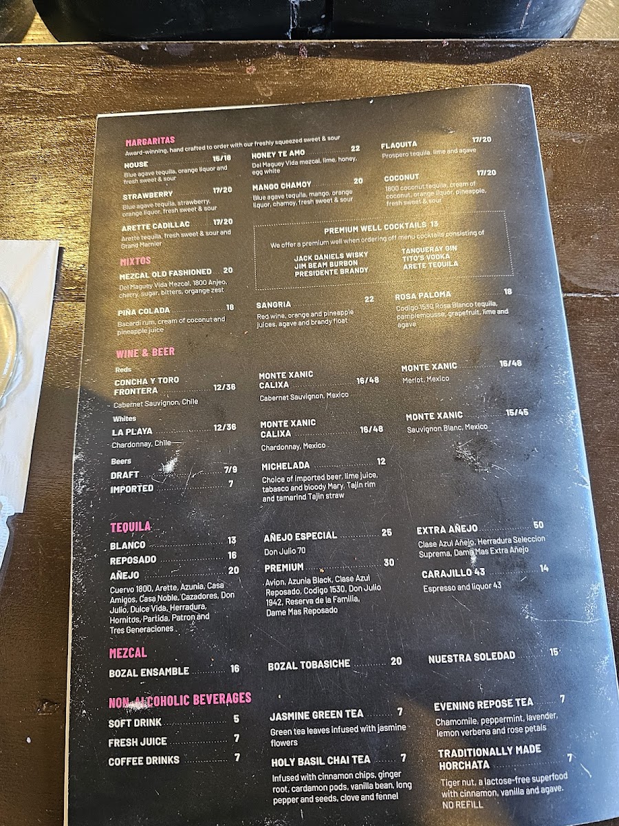 Taco Rosa Menu - Image 1